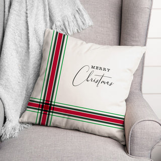 Merry Christmas Plaid 18x18 Spun Poly Pillow