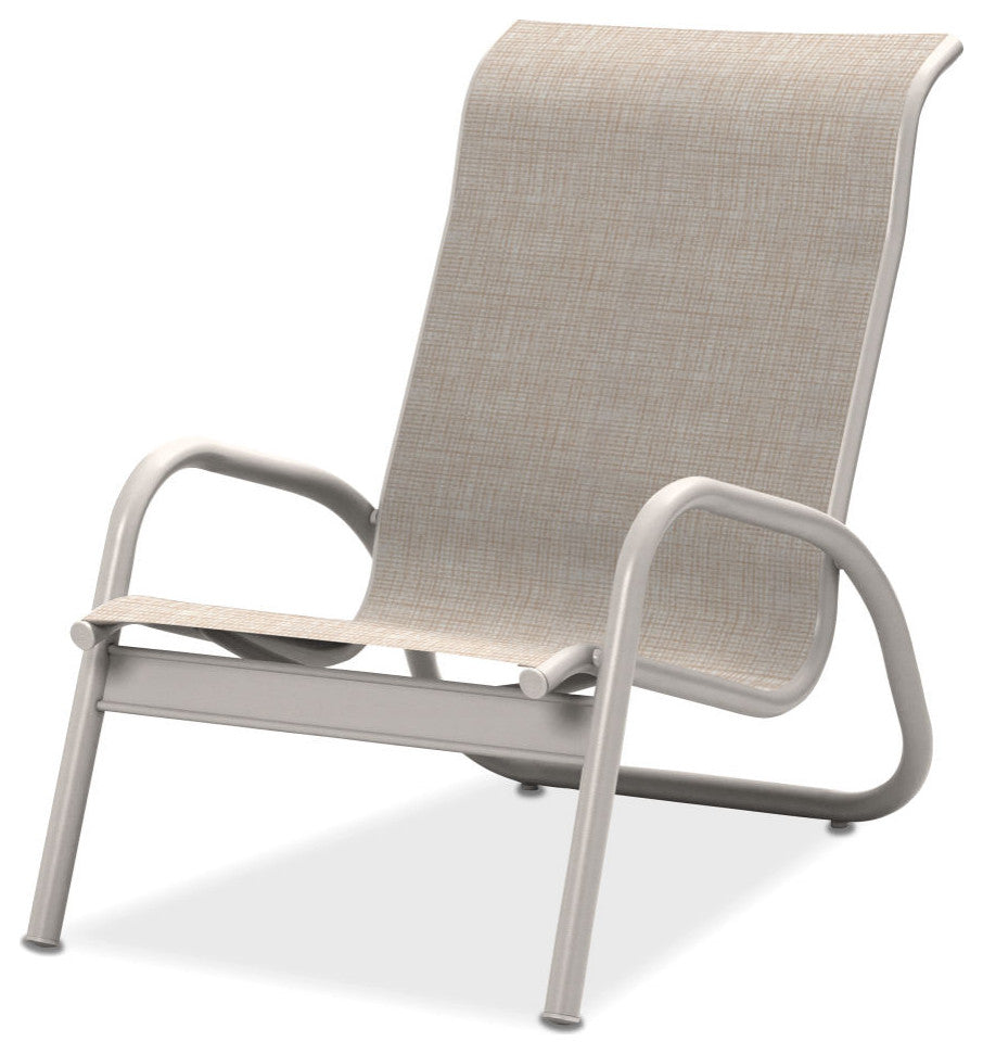 Gardenella Sling Stacking Poolside Chair, Textured White, Natural