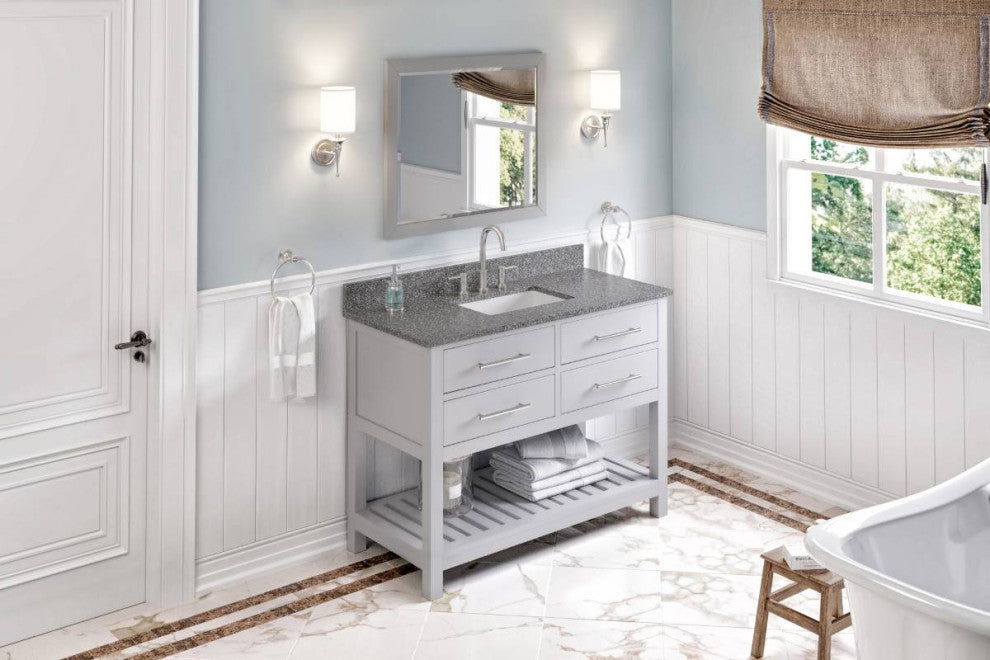 Wavecrest Contemporary Grey 48" Vanity, Boulder Cultured Marble Vanity Top