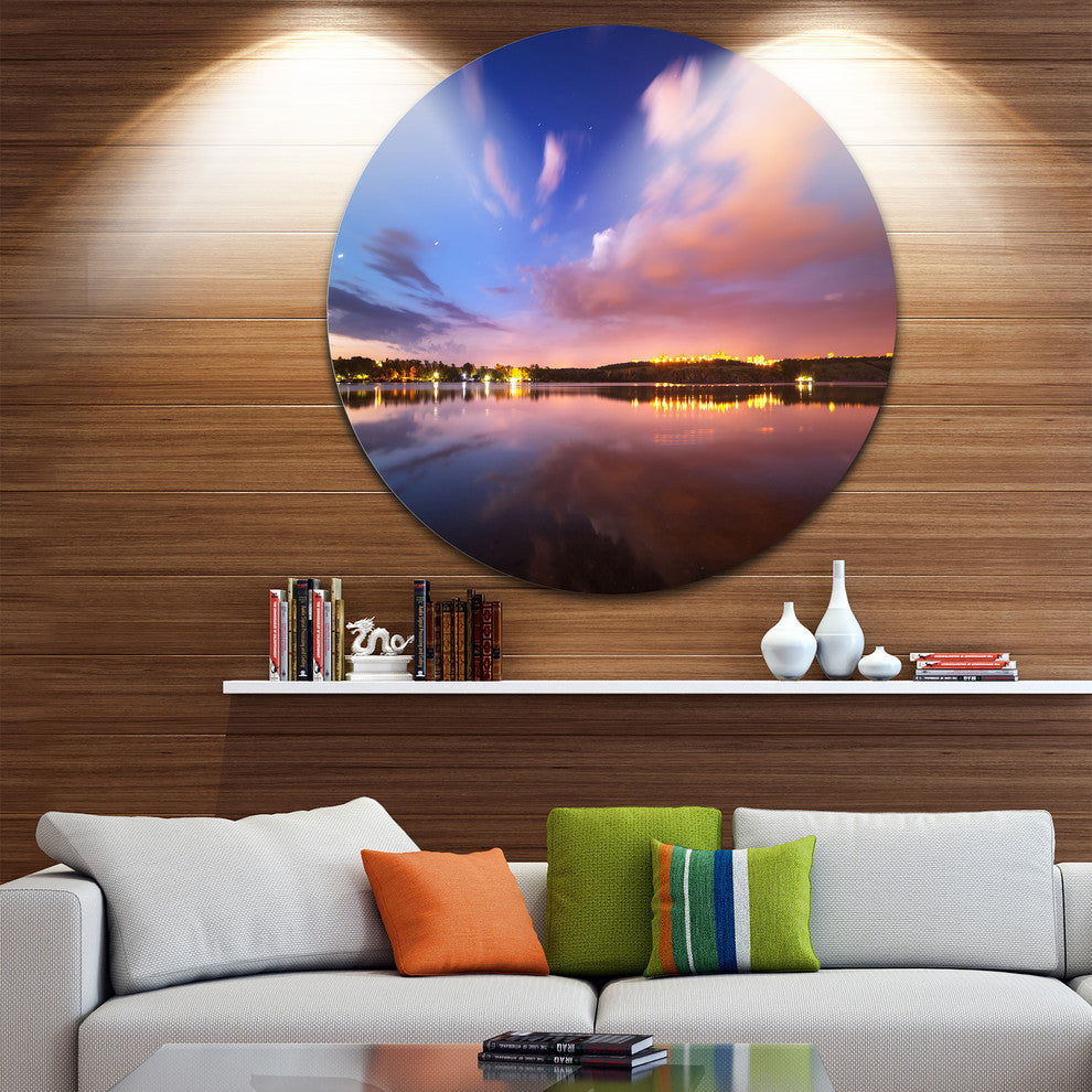 Night Sky Over River With Clouds, Photo Disc Metal Wall Art, 36"