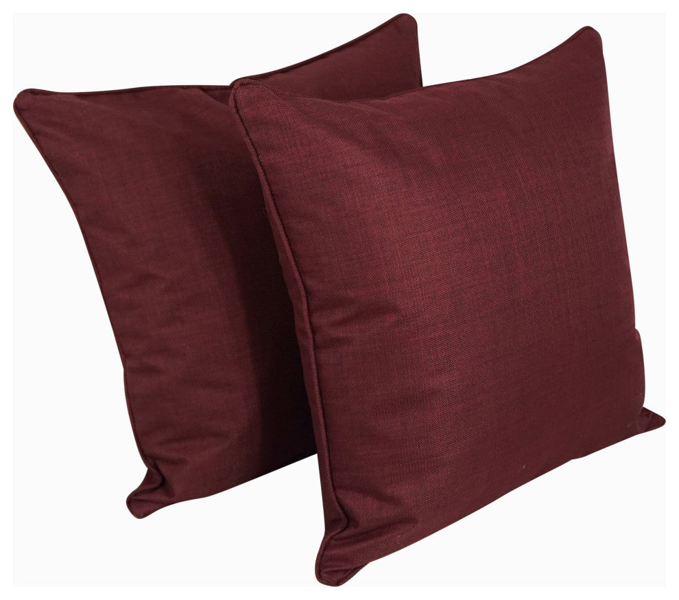25" Double-Corded Polyester Square Floor Pillows With Inserts, Set of 2, Merlot
