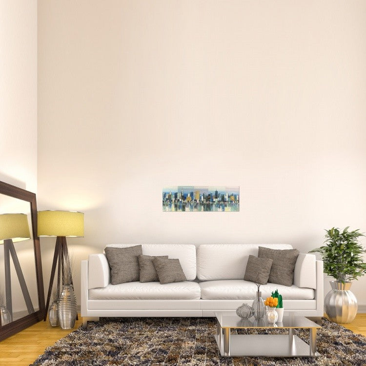 "Manhattan Aqua" Stretched Canvas Giclee by Luigi Florio, 36x12"