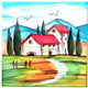 Italian Ceramic Tile/Trivet - Tuscan Landscape - 20 x 20 cm