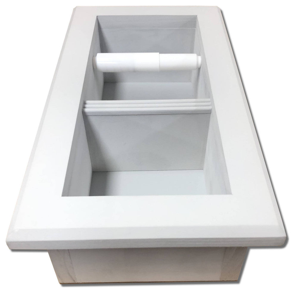 Bayshore Recessed Solid Wood Double Toilet Paper Holder 7 x 14.5, Primed Gray