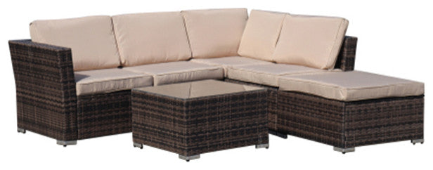 4 Piece Wicker Patio Furniture Outdoor Rattan Sectional Sofa