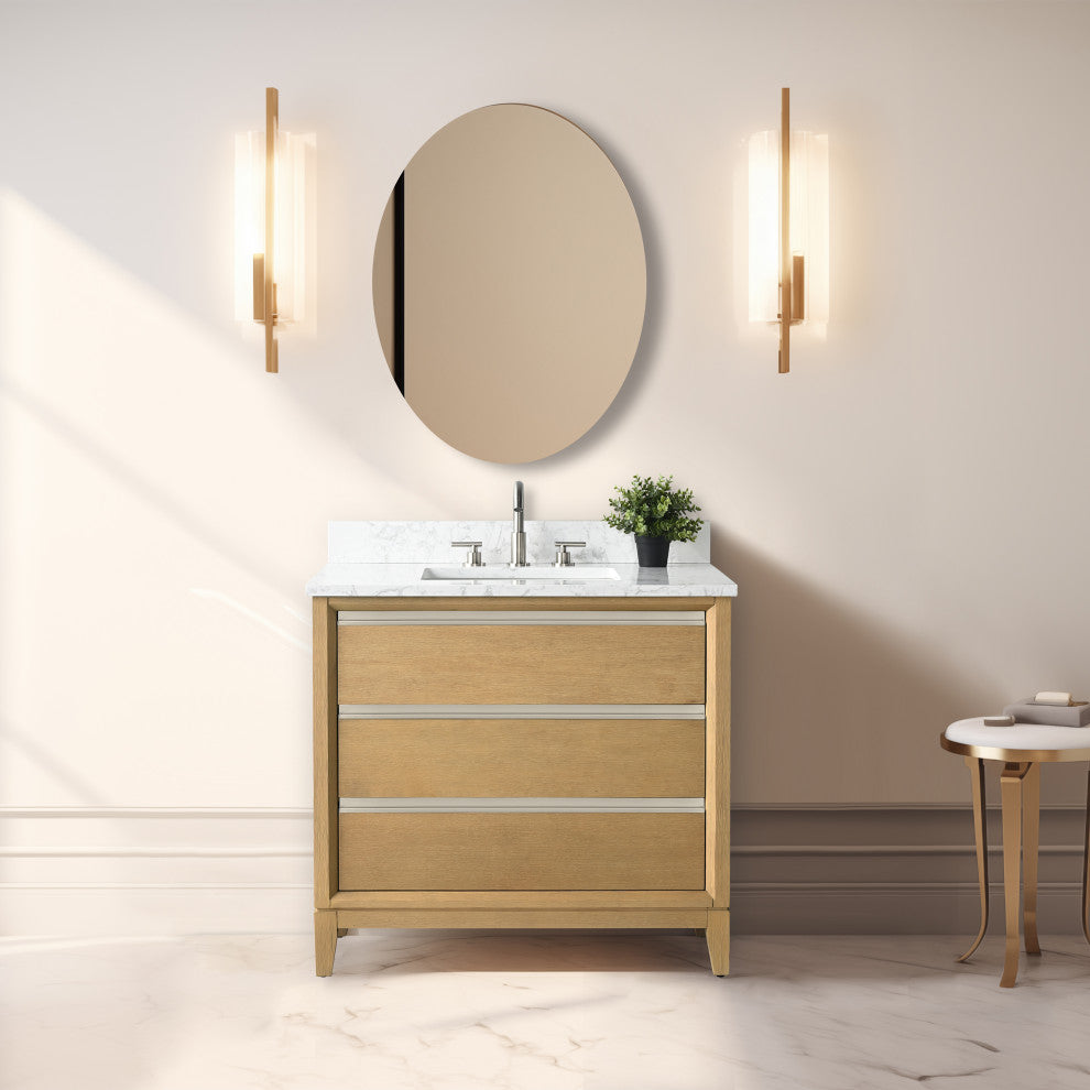 Vanity Art Bathroom Vanity With Sink, Natural Oak, 36" Single