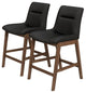 Ashcroft Helena Leather Upholstered Counter Stool in Black (Set of 2)