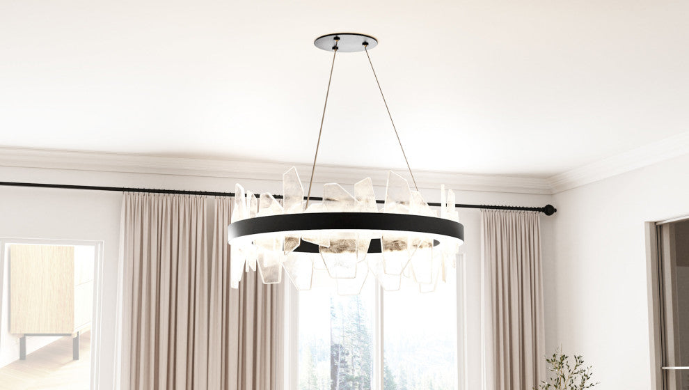 Quoizel PCAUR5030 Aurelia 30"W LED Abstract Ring Chandelier - Matte Black