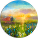 Sunset Meadow Landscape, Oil Painting Disc Metal Wall Art, 36"