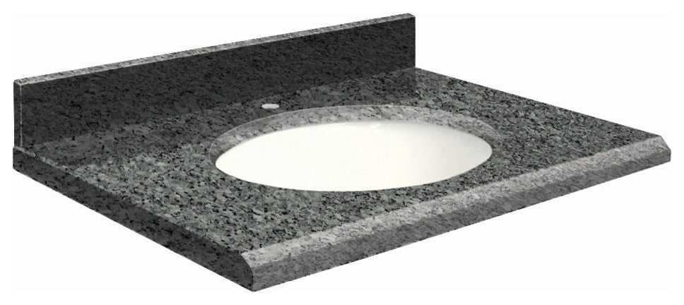 Granite 31"x22" Vanity Top, Single Faucet Hole, Blue Pearl, White Bowl