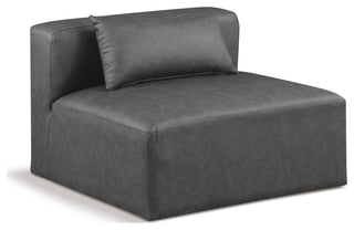 Cube Upholstered Modular Component, Grey, Vegan Leather, Armless Chair