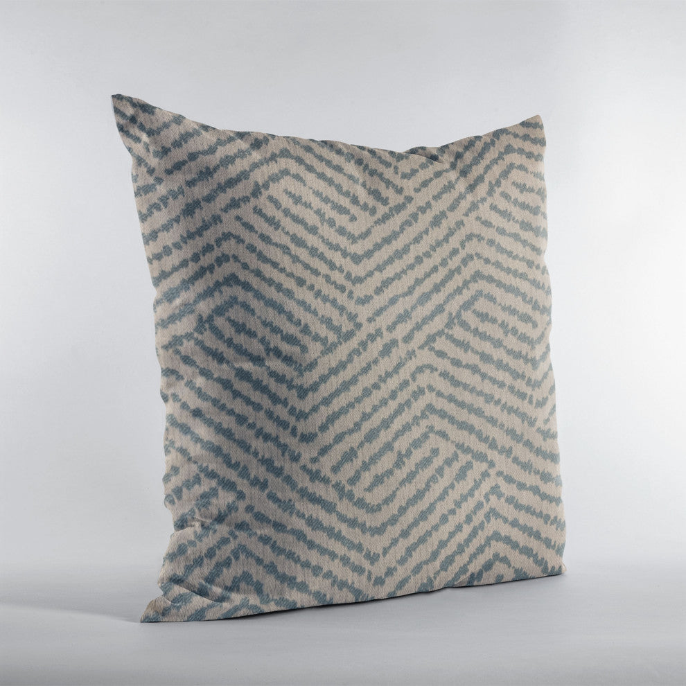 Plutus Blue Maze Chevron Luxury Throw Pillow, 20"x20"