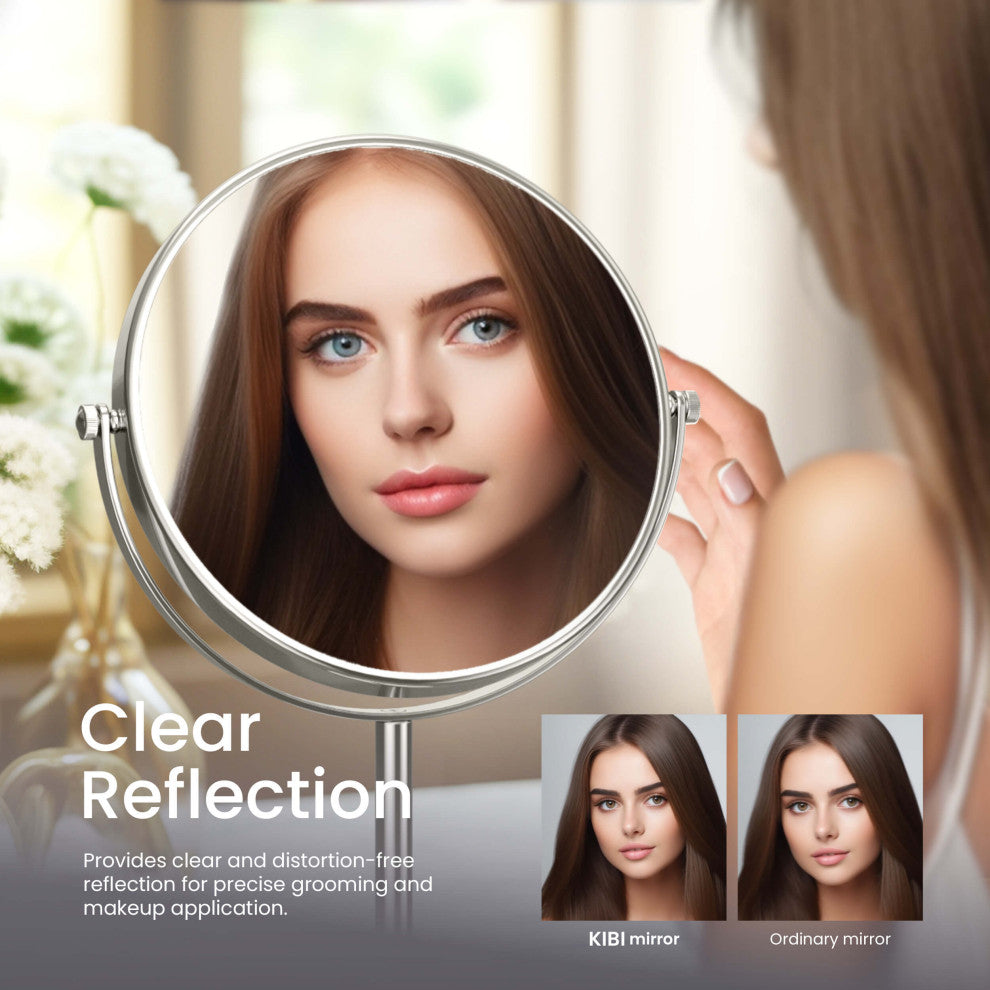 Circular Free Standing Magnifying Make Up Mirror, Chrome