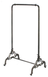 56"H Vintage Black Iron Metal Clothing Rack
