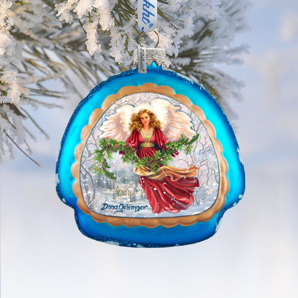 Snowfall Angel Glass Ornament