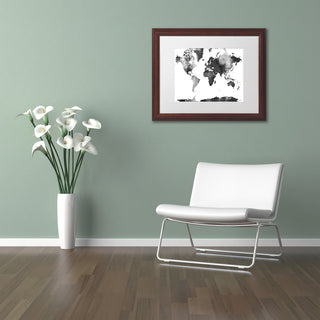 Marlene Watson 'World Map BG-1' Framed Art, Wood Frame, 16"x20", White Matte