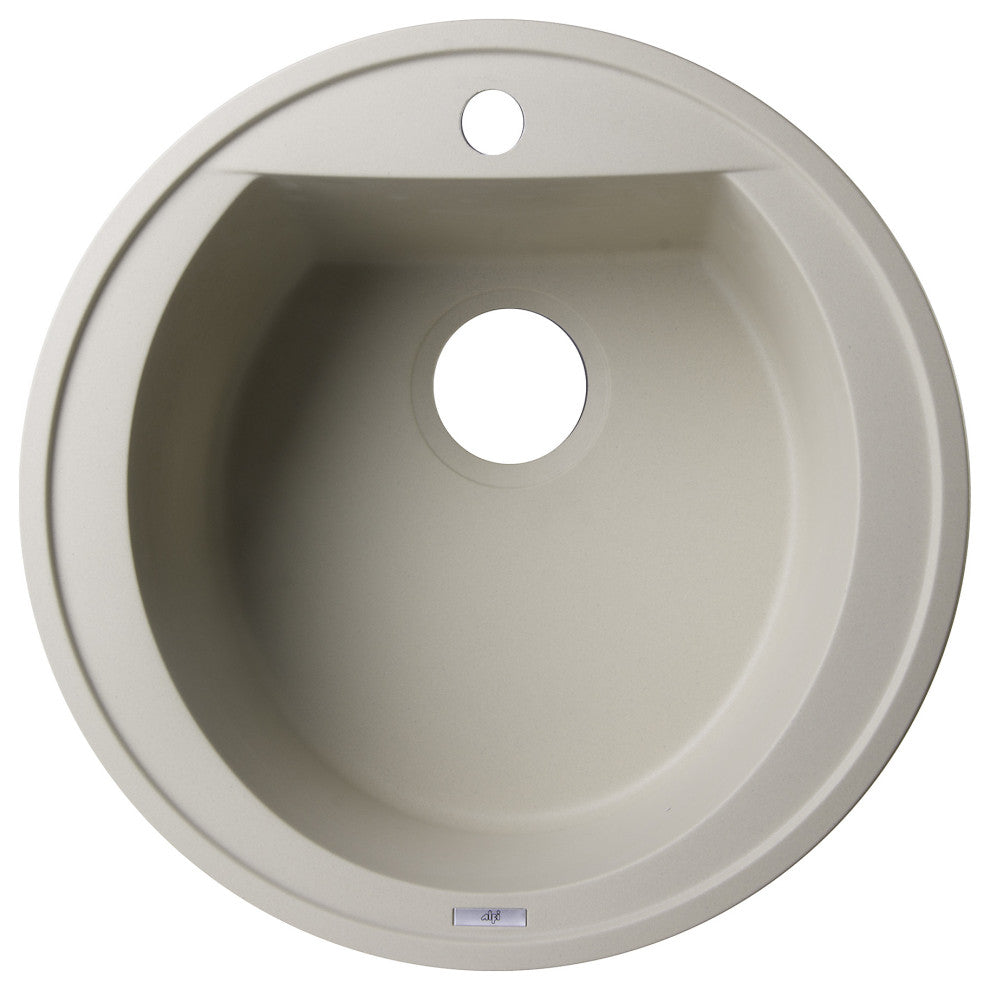 ALFI brand AB2020DI-B Biscuit 20" Drop-In Round Granite Kitchen Prep Sink