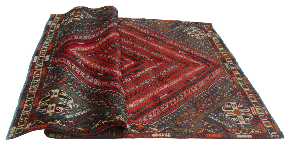 Vintage Distressed Shareef Red Rug