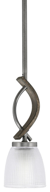 Monterey Mini Pendant Graphite & Painted Distressed Wood-look 5" Clear Ribbed