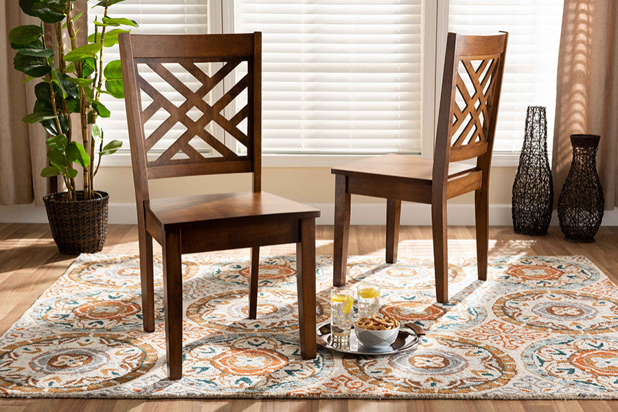 Chipman Modern Transitional Walnut Brown Wood Dining Chair, Set of 2