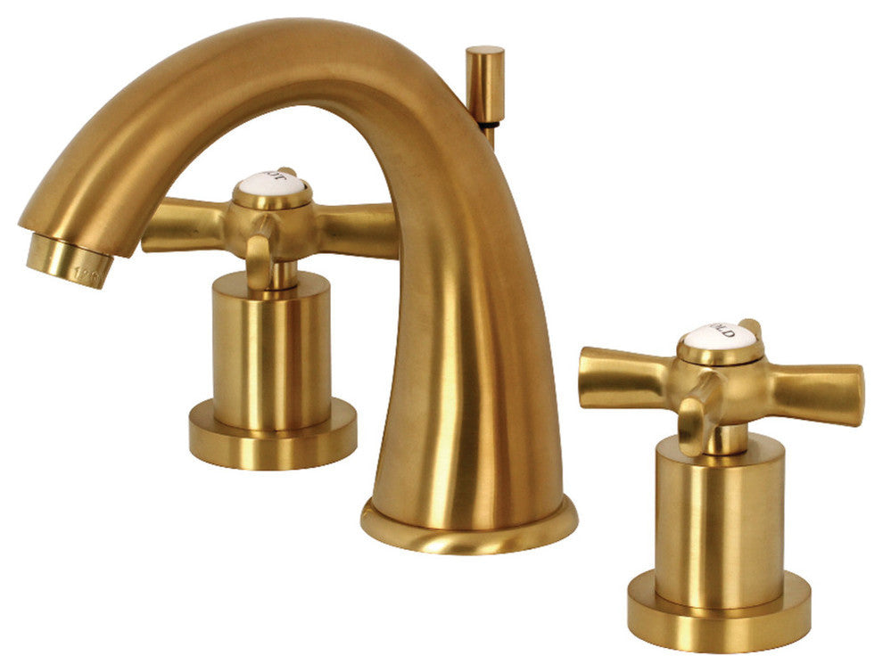 Kingston Brass Widespread Bathroom Faucet With Brass Pop-Up, Brushed Brass