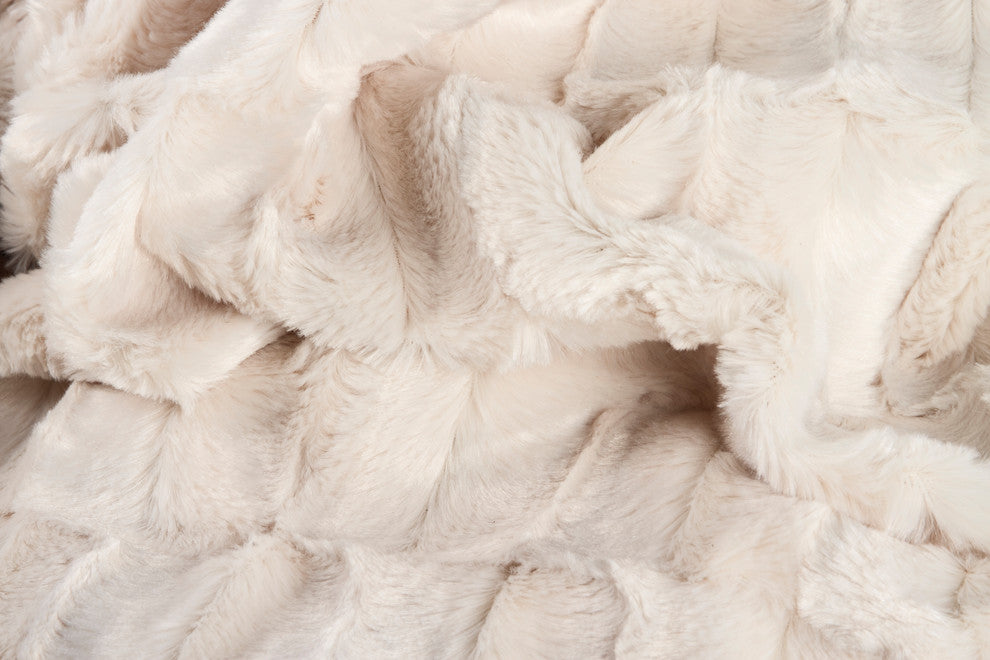 Faux Fur Throw 50"x60", Linear Tan