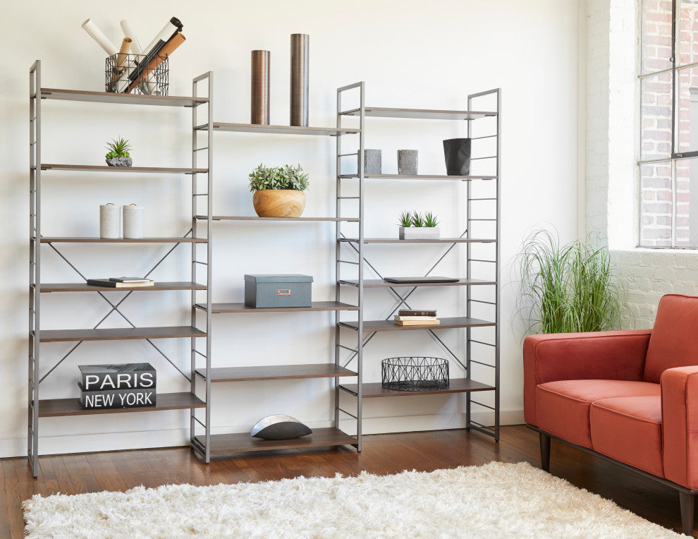 Contemporary Etagere Bookcase, 98"Wx79"H