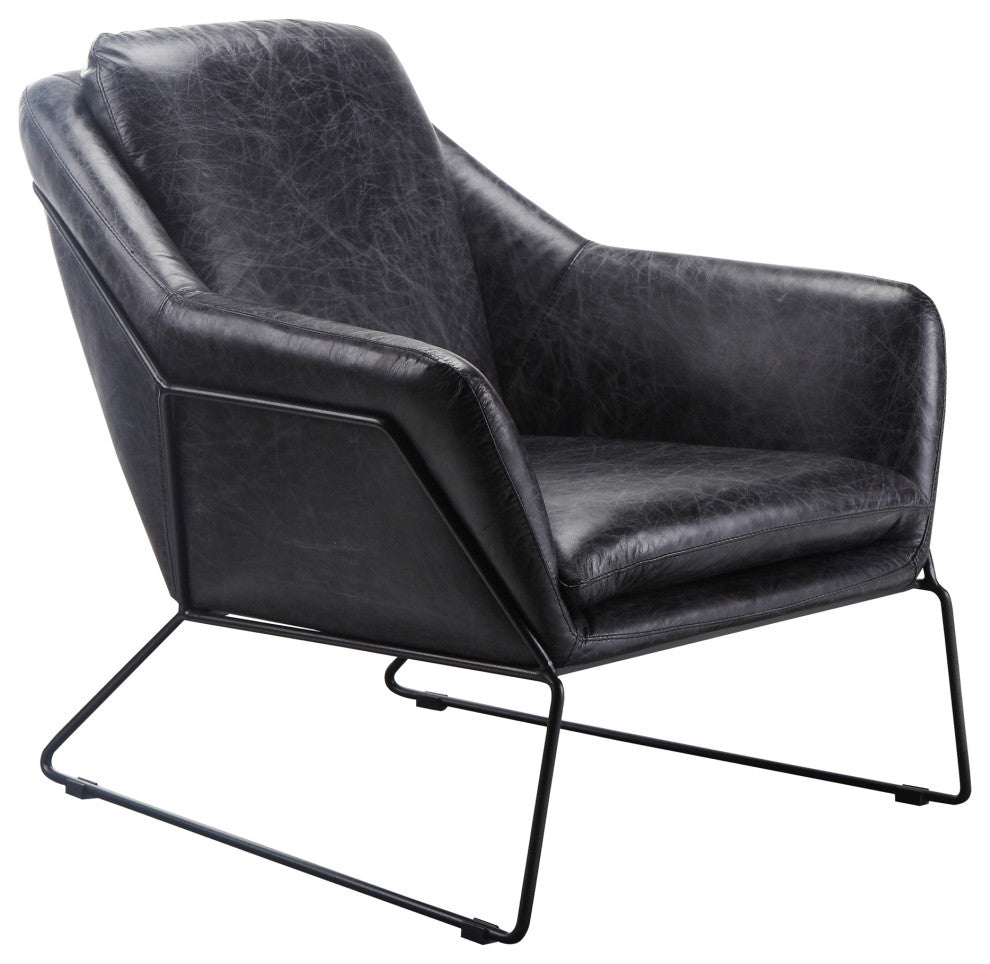 First of A Kind Greer Club Chair Onyx Black Leather