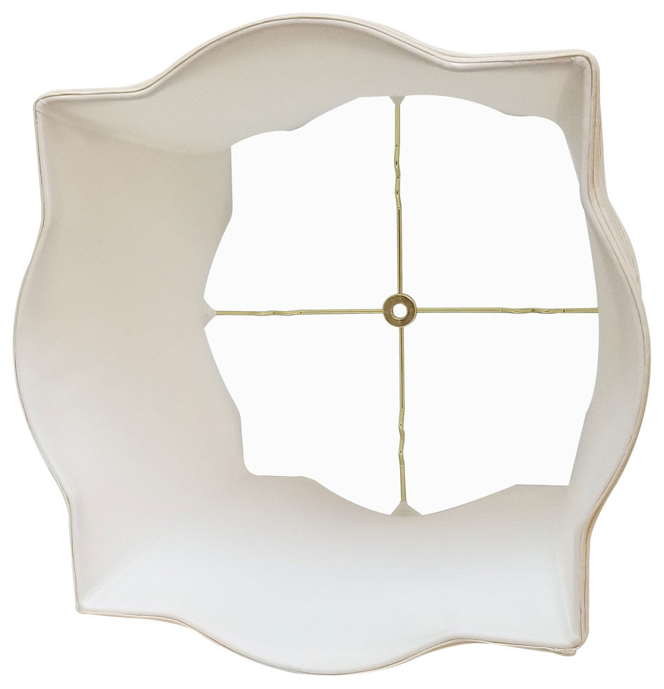 Scallop Top & Bottom Square Basic Lampshade, Antique Gold, Eggshell, 14x15x11