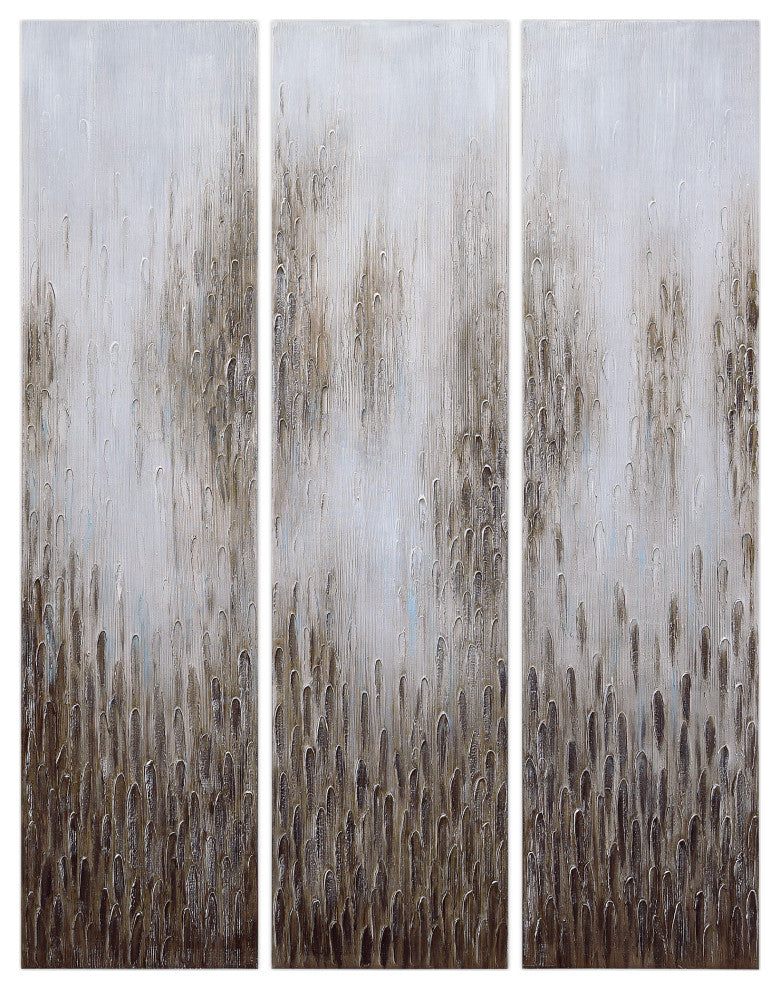 Dreamy Textured Metallic Hand Painted Abstract Wall Art Set of 3