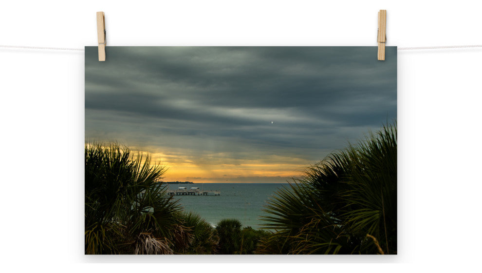 Cloudy Rainy Sunset De Soto Beach Unframed Landscape Photo Wall Art Print, 12" X 18"