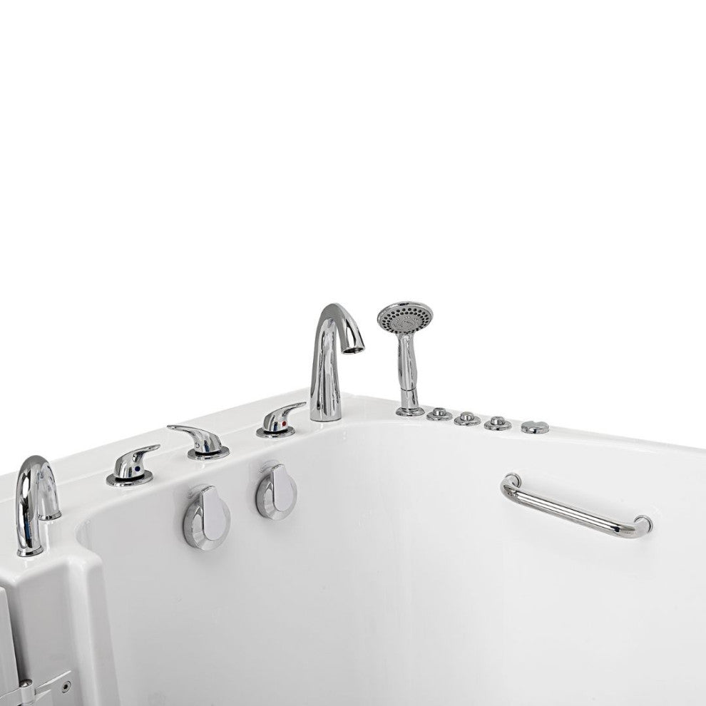 Ella Wheelchair Transfer 36"x55" Acrylic Walk-In Bathtub,Faucet, 2" Dual Drain,