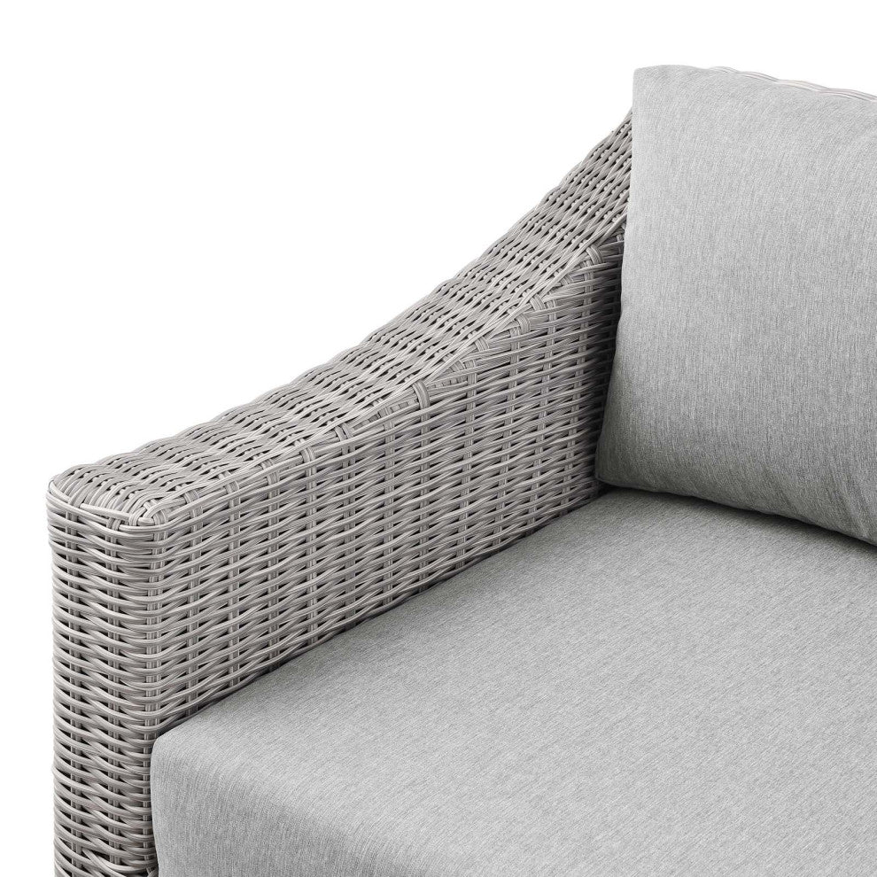 Conway Outdoor Patio Wicker Rattan Left-Arm Chair Light Gray Gray -4845