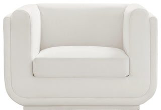 Kimora Linen Textured Fabric Upholstered Chair, Cream