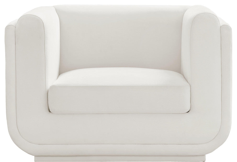 Kimora Linen Textured Fabric Upholstered Chair, Cream