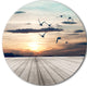 Wooden Floor Sunset, Seashore Art Disc Metal Wall Art, 11"