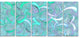 Blue Watercolor Fractal Pattern, Abstract Art on Canvas, 60"x28", 5 Panels