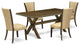 5-Piece Dinette Set, Table and 4 Chairs With Brown, Linen Fabric