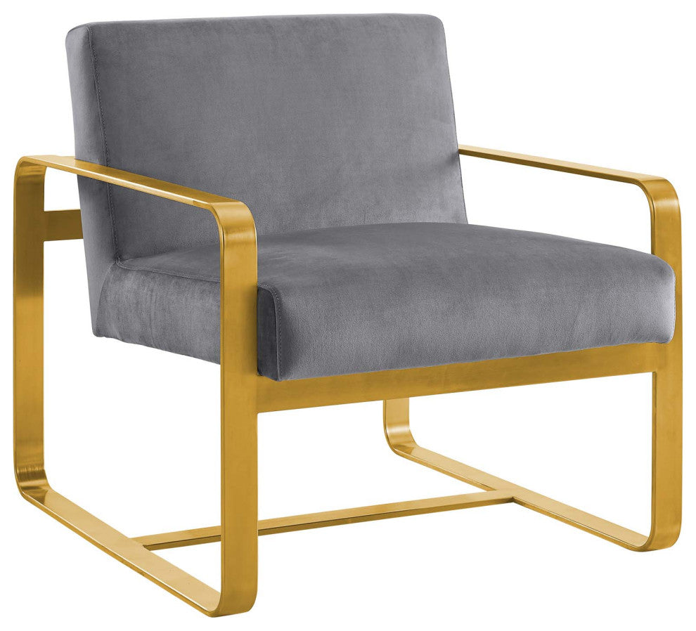 Astute Upholstered Velvet Armchair, Gray