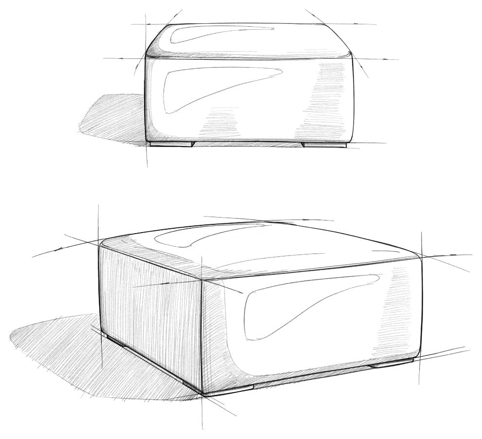 Rex Ottoman in Genuine Leather , Fully Assembled