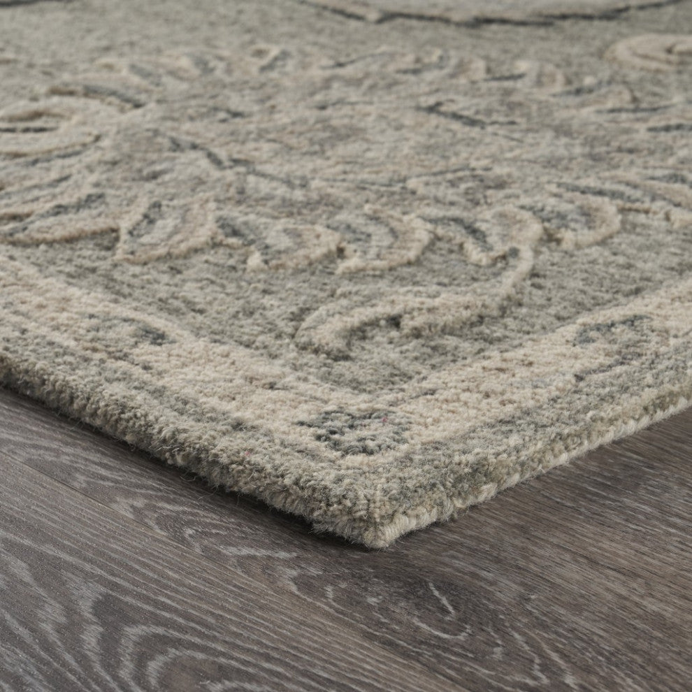 7' X 9' Gray Wool Hand Tufted Area Rug