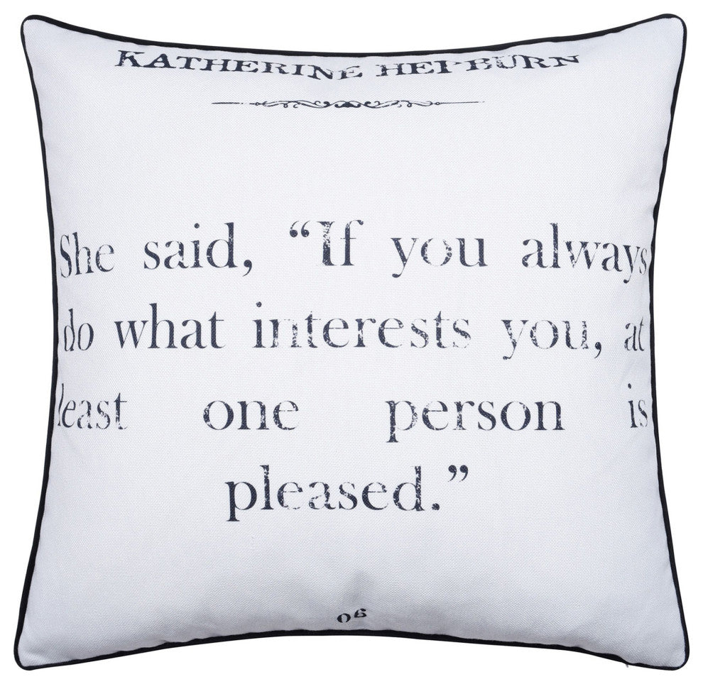 Dann Foley Double Sided Pillow Hepburn Quote Gray Velvet 24" X 24"