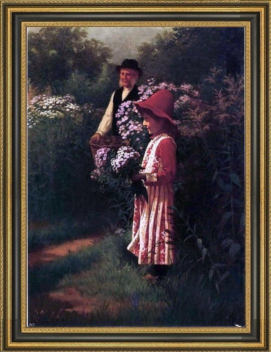 Samuel S Carr Gathering Flowers Framed Premium Canvas Print, 16"x24"