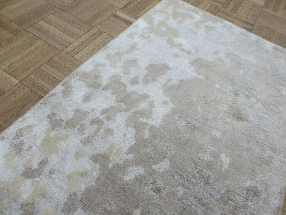 2x3 Handmade Beige Brown Modern Abstract Oriental Rug