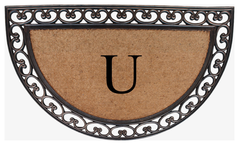 A1HC Natural Coir Monogrammed Door Mat For Front Door, 30"x48", U