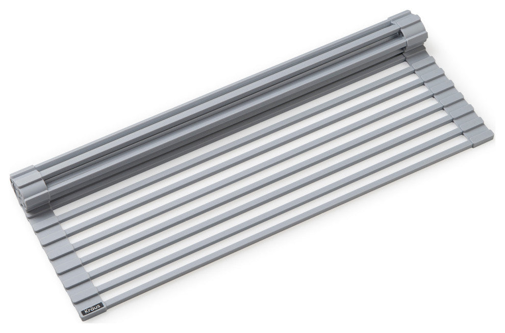 Kraus KRM-11LG Multipurpose Workstation Sink Roll-Up Dish Drying Rack Light Gre