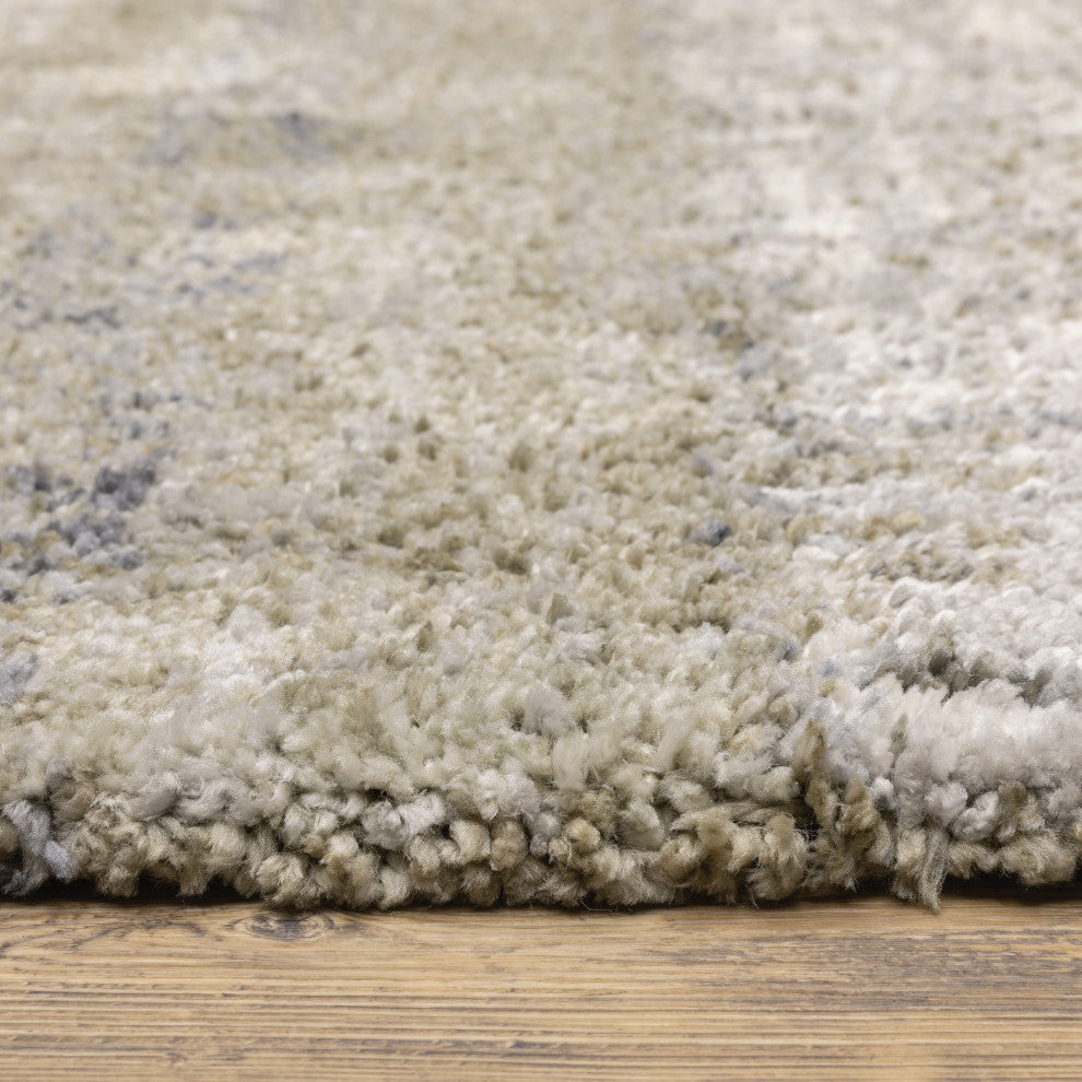 Ashton Impressed Shag Grey/Ivory Area Rug, 2.3X7.6