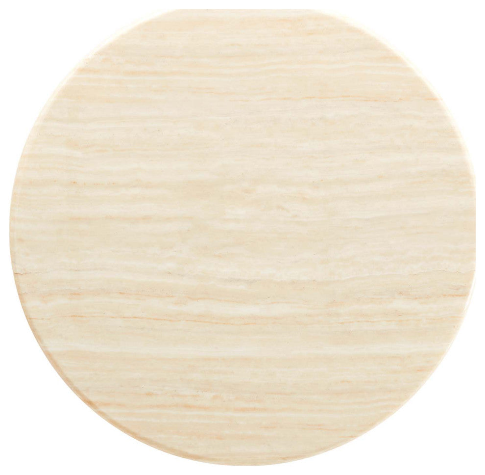 Lippa 36" Round Artificial Travertine Coffee Table, Gold Travertine