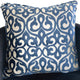 Plutus Velvety French Medallion Blue and Off White Geometric Luxury Throw Pillow, Double Sided  16"x16"