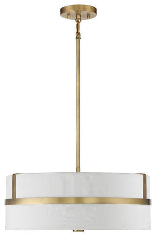 4-Light Pendant, Matte Black, Natural Brass